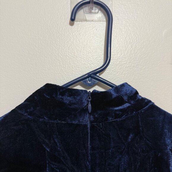 Lulu's A Little Crush Navy Blue Velvet Cold-Shoulder Bodycon Dress Size Small - Picture 6 of 7